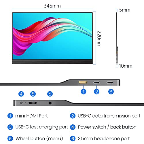 Bimawen 15.0″ Touchscreen Portable Monitor,Ultra-Thin 1080p HDR Compatible with Xbox,Switch,PC,Laptop,FHD 1920×1080 IPS Screen | The Storepaperoomates Retail Market - Fast Affordable Shopping
