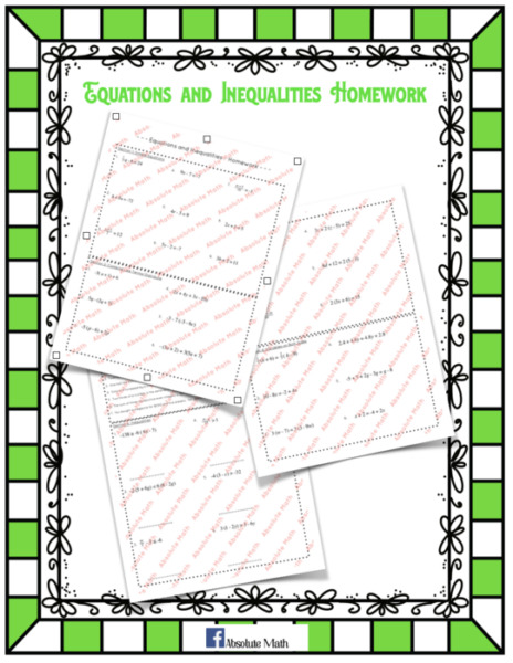 Equations and Inequalities Homework