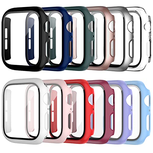 12 Pack Case with Tempered Glass Screen Protector for Apple Watch 42mm Series 3 2 1, Cuteey Full Protective Matte PC Cover for Iwatch 42mm Accessories (12 Packs, 42mm)
