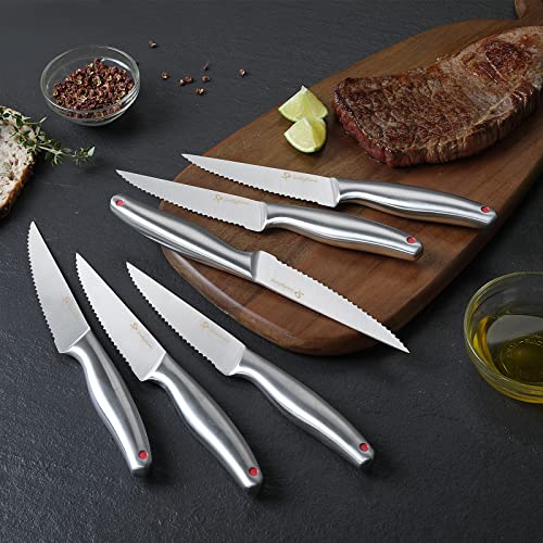 LUCKYTIME Steak Knife Set 6-Piece, High Carbon Stainless Steel Steak Knife Set with Serrated Steak Knives, Dishwasher Safe, with Gift Box. | The Storepaperoomates Retail Market - Fast Affordable Shopping