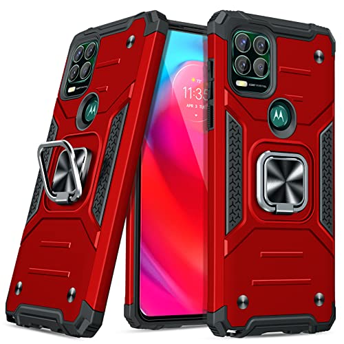 JAME for Moto G Stylus 5G Case, Shockproof Case for Moto G Stylus 5G with Rotatable Kickstand Military Heavy Duty Protection Phone Cover for Motorola G Stylus 5G 2021, Red