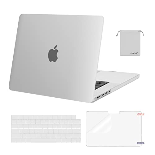 MOSISO Compatible with MacBook Pro 16 inch Case 2023 2022 2021 Release M2 A2780 A2485 M1 Pro/Max Chip with Touch ID, Plastic Hard Shell Case&Keyboard Cover&Screen Protector&Storage Bag, Matte Clear