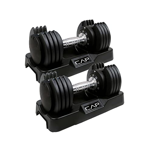 CAP Barbell 25 lb Pair ADJUSTABELL Adjustable Dumbbell with Contoured Full Rotation Handle, Chrome