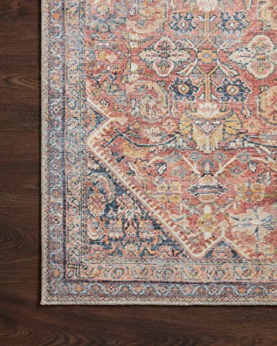 Loloi II Adrian Collection ADR-02 Rust / Denim, Traditional 5′-0″ x 7′-6″ Area Rug | The Storepaperoomates Retail Market - Fast Affordable Shopping