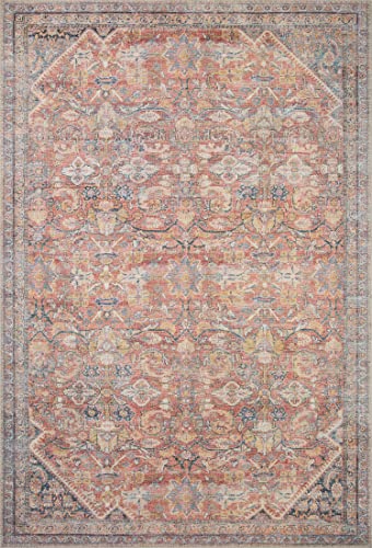 Loloi II Adrian Collection ADR-02 Rust / Denim, Traditional 5′-0″ x 7′-6″ Area Rug | The Storepaperoomates Retail Market - Fast Affordable Shopping