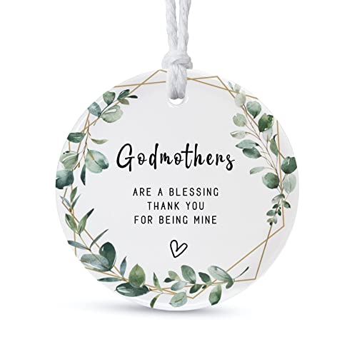 Christmas Ornaments Gifts for Godmother 2023,Thank You for Being Mine Gift for Mother in Law,Gifts from Godchild for Godmothers,Ceramic Ornament Keepsake,Double-Sided Printing(2.9″)