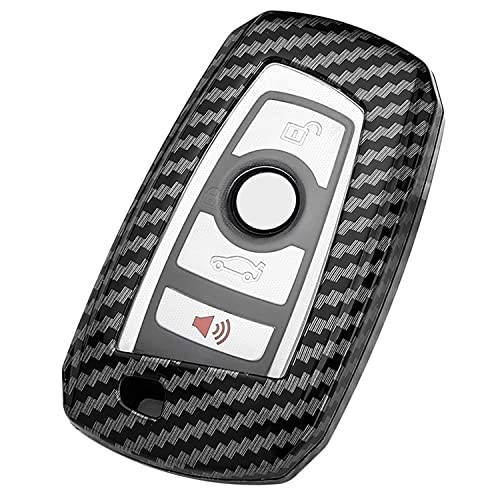 GNMBINC for BMW Key Fob Cover, Carbon Fiber Texture Protecter Key Fob Case, Magnetic Key Case Cover Compatible with BMW 1 3 4 5 6 7 Series X3 X4 M5 M6 GT3 GT5 Full Protection Keyshell(Carbon Fiber)