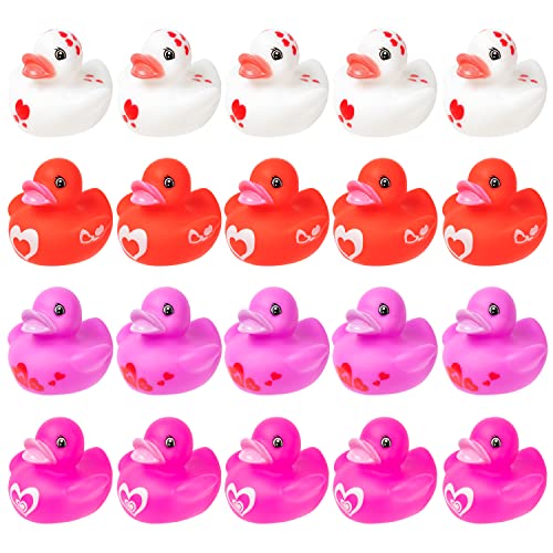 K1tpde 20PCS Valentine Rubber Duckies for Kids, Float Rubber Ducky Baby Bath Toy, Lover Duckies for Baby Shower, Squeak Duck for Toddlers, Valentine Day Party Bathtub Toy, Wedding Party Supplies