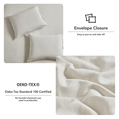 DAPU Linen Duvet Cover Set – French Linen Cotton Blend Natural Flax Soft Breathable Bedding 3 Pcs Set – 1 Duvet Cover 2 Pillowcases (Beige, Queen/Full) | The Storepaperoomates Retail Market - Fast Affordable Shopping