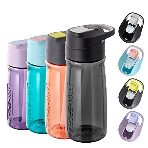 kids sports water bottles with Straw for School 20 / 27oz Tritan BPA Free Leak Proof Kids Bottles with Spout Lid for Travel Outdoors Cycling Black