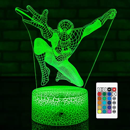 YOOEI Night Light for Kids Cool Gifts 3D Illusion Lamp with 16 Colors Changes with Remote Control Kids Bedside Lamp Toys for 3 4 5 6 7 8 Year Old Boys Christmas Birthday Gifts