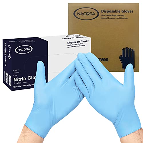 Nacosa Nitrile Gloves 1000 Count Medium Disposable Exam Glove Latex Powder Free Examination Medical Gloves Blue for Medical Use Cooking Cleaning & More