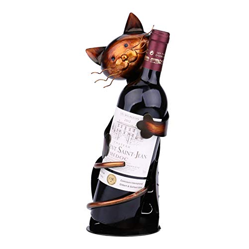 Kavolet Cat Wine Holder, Cat Wine Bottle Holder, Tabletop Decor Wine Rack, Metal Sculpture Wine Stand, Crafts Ornament for Home Kitchen
