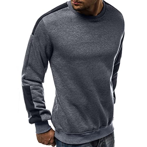ZDFER Long Sleeve Tee Shirts for Men, Winter Fleece Tops Round Neck Patchwork Breathable Blouse Long Sleeve Basic Shirts Mens Christmas Shirts Golf Shirts Ping Golf Shirts for Men Polo Shirts for Men