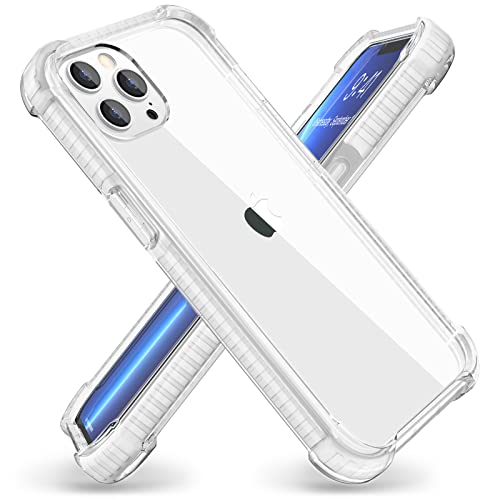 Hython Case for iPhone 13 Pro Max Case Clear, Bumper Edge Transparent Hard PC Cover, Slim Shockproof Drop Protection Reinforced Corners Full Body Protective Phone Case for Women Men, White