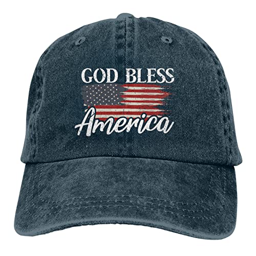 God Bless America Patriotic USA Baseball Caps Men Women Ball Hat Adjustable Trucker Hat Navy Hat
