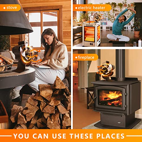 Holldoor 6 Blade Wood Stove Fan Heat Powered, Non Electric Fireplace Fan with Stove Top Thermal Fan Thermometer for Wood Burning Stove / Fireplace | The Storepaperoomates Retail Market - Fast Affordable Shopping