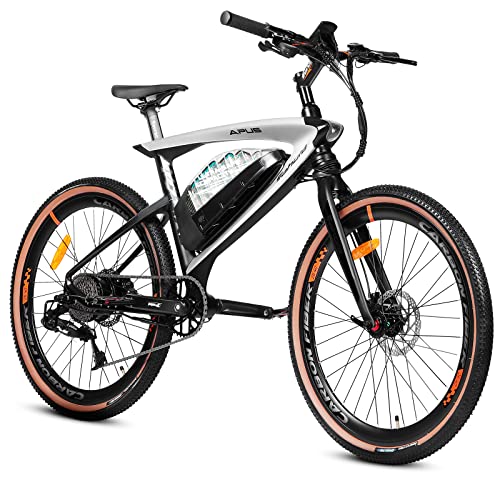 eAhora APUS Peak 750W Electric Bike 48V 17Ah Adult Electric Bicycles 27Mph Carbon Fiber Electric Mountain Bike,Hydraulic Brakes,Color Display with USB Port,9-Speed Gears