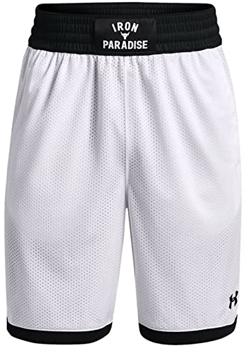 Under Armour Men’s Project Rock Mesh Shorts (Small, White)