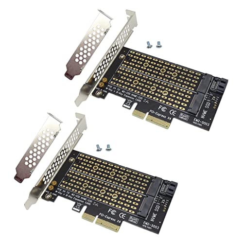 2x M.2 NGFF to Desktop PCIe x4 x8 x16 NVMe SATA Dual by RIUSE SSD PCI Express Adapter Card