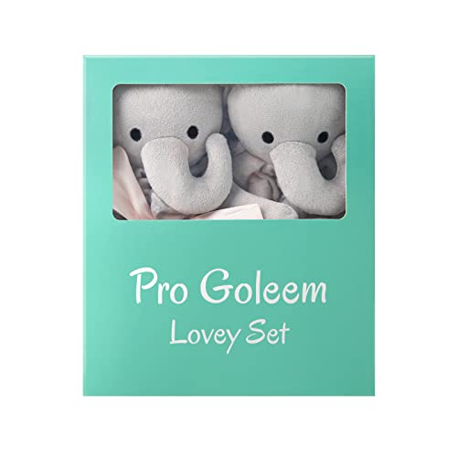 Pro Goleem Elephant Loveys for Babies Twin Baby Gifts Soft Security Blanket Baby Snuggle Toy Stuffed Animal Blanket for Infant and Toddler Gray, 2 Pack