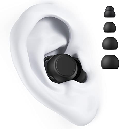 Noise Reduction Earplugs, AGPTEK 2 Pairs Reusable Hearing Protection Silicone Ear Plugs for Sleeping, Noise Sensitivity, Flights,Travel – 35db Noise Cancelling, S/M/L/Double Layer Ear Tips, Black