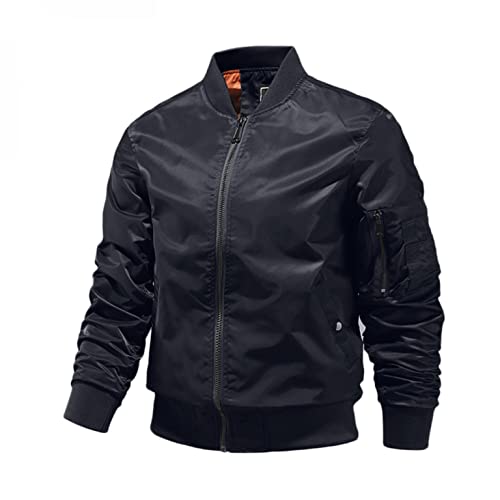 Xbgqasu Men’s Flight Jacket Big and Tall Bomber Softshell Coat Windbreaker Lightweight Military Jacket Outdoor Outwears Black