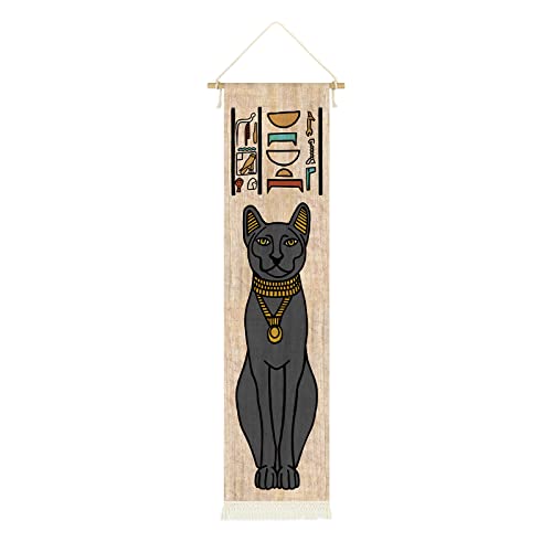 Hanging Canvas Wall Art Painting Ancient Egyptian Scene Tapestry Egypt Religion Historical Mythology Gods and Pharaohs Hieroglyphic Wall Decor Tapestry Decoration For Room (13”x 56”/33x142cm),C