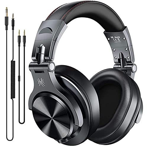 OneOdio A70 Bluetooth Over Ear Headphones, Studio Headphones with Shareport, Wired and Wireless Professional Monitor Recording Headphones with Additional 6.3mm 9.8ft Cable and 3.5mm 3.9ft Cable