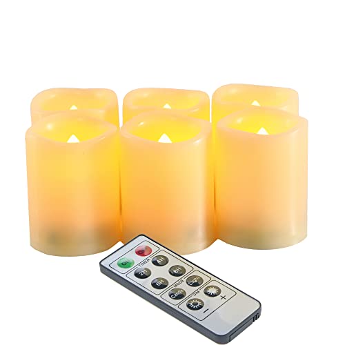 Battery Operated Flameless Votive Candles with Remote Timer, 6 Pack Bright Flickering Electric LED Tall Tealight Tea Lights for Halloween Pumpkin Christmas Celebration Wedding Party Home Decorations