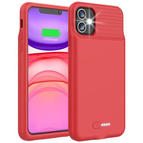 Battery Case for iPhone 11, ATGIH Real 6000mAh Slim Portable Protective Charging Case Rechargeable Extended Battery Charger Case Compatible with iPhone 11 and iPhone XR 6.1 inch (Red)