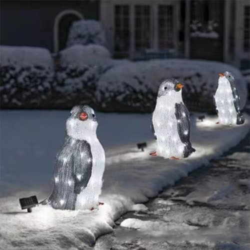 FZYUAN Solar Lights for Outdoor Garden, 3D Penguin Lamp Outdoor Lawn Decorative Landscape LED Lights for Garden Patio Yard Pathway Party Holiday, 3 Pack