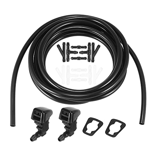 ACROPIX Front Windshield Washer Hose Kit Fit for Ford Edge with 3 Meter Washer Fluid Hose 12 Pcs Hose Connectors – Pack of 15 Black