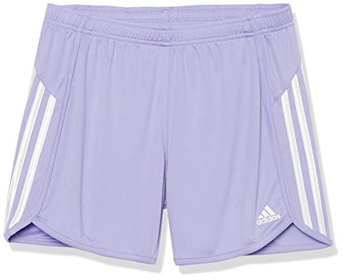adidas Girls’ Big Elastic Waistband 3 Stripe Mesh Short, Light Purple, Large (Plus)