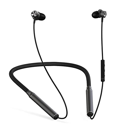 TANGMAI N6 Neckband Bluetooth 5.0 Headphones with Microphones, Bluetooth Earbuds with Deep Bass HiFi Stereo, 24H Playtime, Portable Magnetic Wireless Earphones, Clear Calls, Lightweight Fit -Black