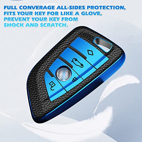 Xotic Tech Blue TPU Grainy Leather Texture Key Fob Shell Cover Case, Compatible with BMW 2 3 5 7 Series X1 X2 X3 X5 X6 X7 X5m Z4 M3 M5 M6 G05 G20 G30 G31 G80 F10 F15 4-Button Smart Keyless Entry Key | The Storepaperoomates Retail Market - Fast Affordable Shopping
