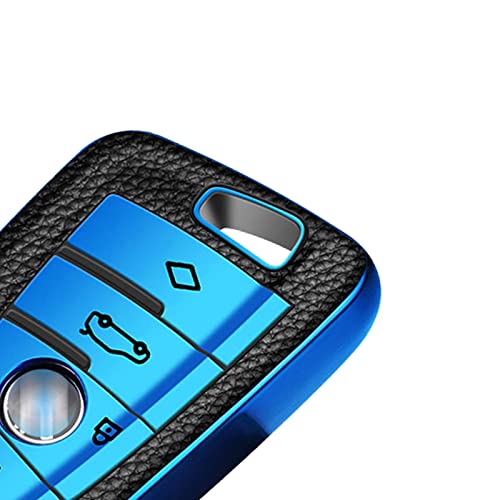Xotic Tech Blue TPU Grainy Leather Texture Key Fob Shell Cover Case, Compatible with BMW 2 3 5 7 Series X1 X2 X3 X5 X6 X7 X5m Z4 M3 M5 M6 G05 G20 G30 G31 G80 F10 F15 4-Button Smart Keyless Entry Key | The Storepaperoomates Retail Market - Fast Affordable Shopping