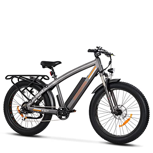 ADDMOTOR Electric Mountain Bikes for Adults 26” Fat Tire Electric Bicycle, 750W Ebike with 17.5Ah Removable Battery Moped Cycle E-MTB, Professional 7-Speed Gears (Orange)