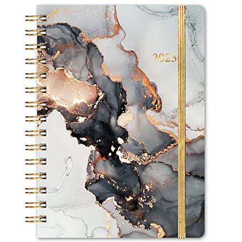 Planner 2023 – 2023 Planner/Calendar, Jan.2023 – Dec.2023, 2023 Planner Weekly and Monthly with Tabs, 6.3″ x 8.4″, Hardcover with Back Pocket + Thick Paper + Twin-Wire Binding, Daily Organizer – Black Waterink