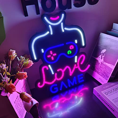 Game Room Neon Lights Ultra-thin Design Love Game LED Neon Sign is Suitable for Home Decoration, Bar, Recreation Room Game Lights, Windows, Garage Walls, Party,Gifts