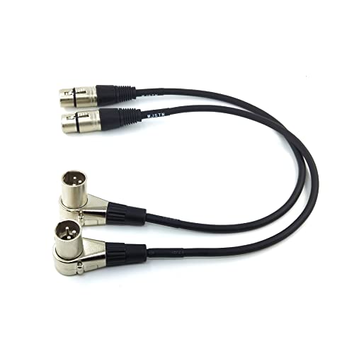 WJSTN Right-Angle Male XLR to Straight Female XLR, XLR Adapter Cable 2Pack