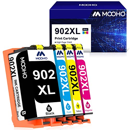 Mooho Remanufactured Ink Cartridge Replacement for HP 902 XL 902XL Combo Pack to use with HP Officejet Pro 6978 6968 6962 6958 6970 6960 6950 6954 6975 Printer (Black, Cyan, Magenta, Yellow, 4-Pack)