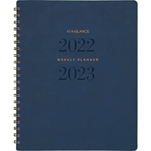 AT-A-GLANCE 2022-2023 Planner, Weekly & Monthly Academic, 8-1/2″ x 11″, Large, Signature Collection, Navy (YP905A20)