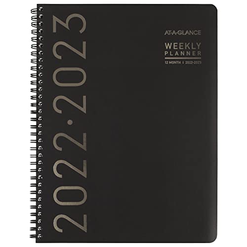 AT-A-GLANCE 2022-2023 Planner, Weekly & Monthly Academic, 8-1/4″ x 11″, Large, Contemporary Lite, Black (7057XL0523)