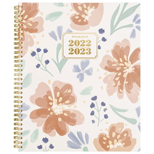 AT-A-GLANCE 2022-2023 Planner, Weekly & Monthly Academic, 8-1/2″ x 11″, Large, Badge Floral (1613F-905A)