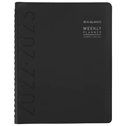 AT-A-GLANCE 2022-2023 Planner, Weekly & Monthly Academic Appointment Book, 8-1/4″ x 11″, Large, Contempo, Black (70957X05)
