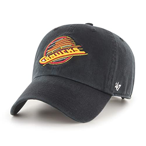 Men’s Vancouver Canucks Vintage Skate Logo Clean Up Adjustable Hat – One Size Black