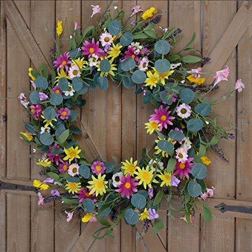 GAUDIUM 20inch Artificial Spring Wreaths, White Pink and Yellow Daisy Wreaths, Front Door Window Home Decor Wreaths and Holiday Celebrations Multicolor | The Storepaperoomates Retail Market - Fast Affordable Shopping