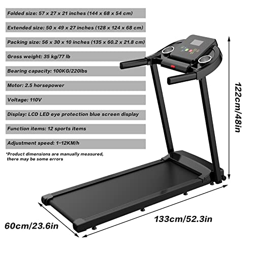 Goodsatar Electric Folding Treadmill for Home Gym – Foldable 300 lb Capacity Walking with Large LED Touch Display,8-Stage Quiet Damping System & Blue Tooth Speaker,2.5HP Running Machine | The Storepaperoomates Retail Market - Fast Affordable Shopping