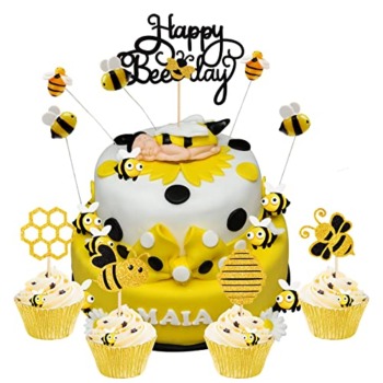 Marspark 57 Pieces Bee Cake Topper Bumble Cake Decorations Bee Cupcake Topper Bee Party Decorations Bee Baby Shower Decorations Bee Happy Birthday Decor for Sunflower Bee Baby Birthday Party Supplies | The Storepaperoomates Retail Market - Fast Affordable Shopping